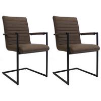 Armlehnstuhl Bars Graubraun Gepolstert 2er-Set - Taupe/Hellbraun, LIFESTYLE, Kunststoff/Textil (54/97/57cm) - MID.YOU