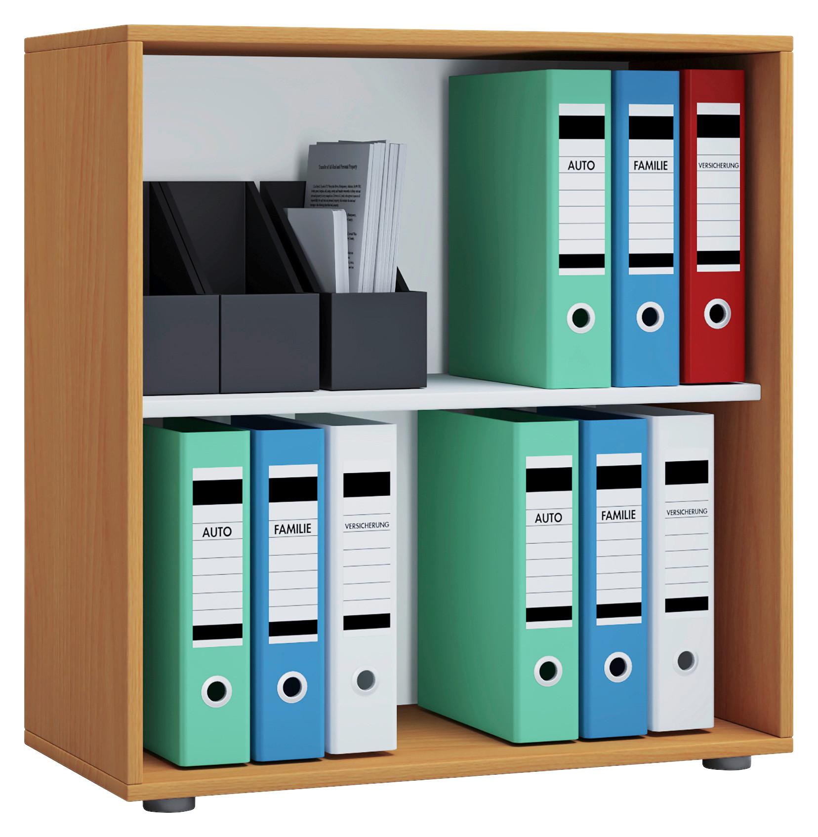 Aktenregal Lona L Buche Dekor B: 70 Cm - Buchefarben/Schwarz, Basics, Holzwerkstoff (70/74/37cm) - MID.YOU