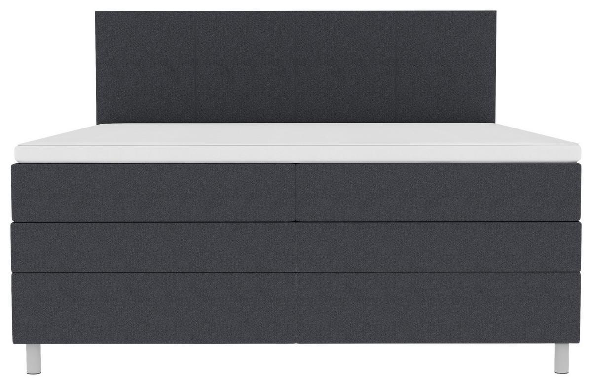 Boxspringbett Messina - Chromfarben/Anthrazit, KONVENTIONELL, Textil (160/200cm)