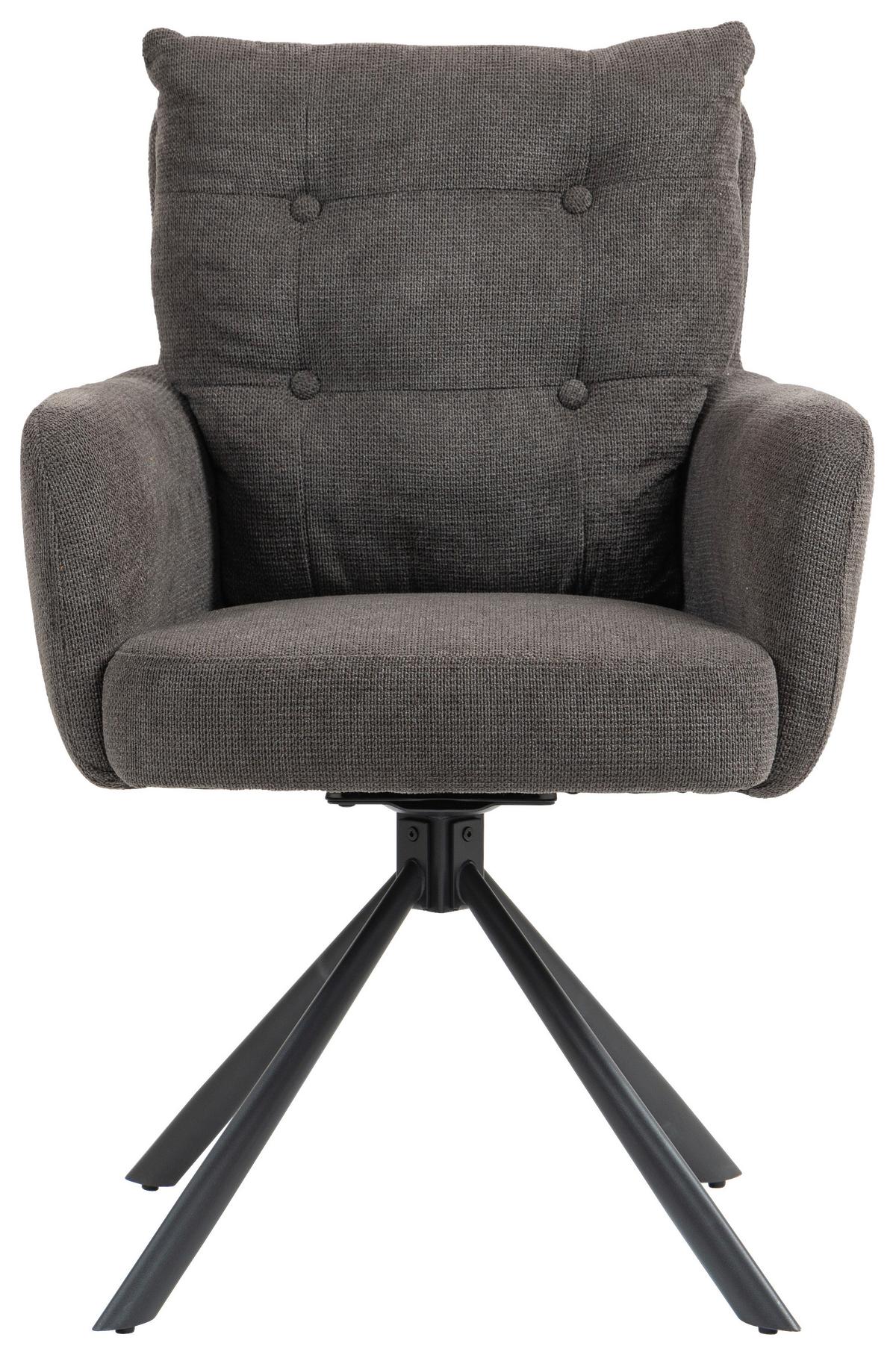 Armlehnstuhl Lina Anthrazit Sitzfl. 180°drehb.,b: 60cm - Dunkelgrau/Anthrazit, KONVENTIONELL, Textil/Metall (60/95/67cm) - MID.YOU