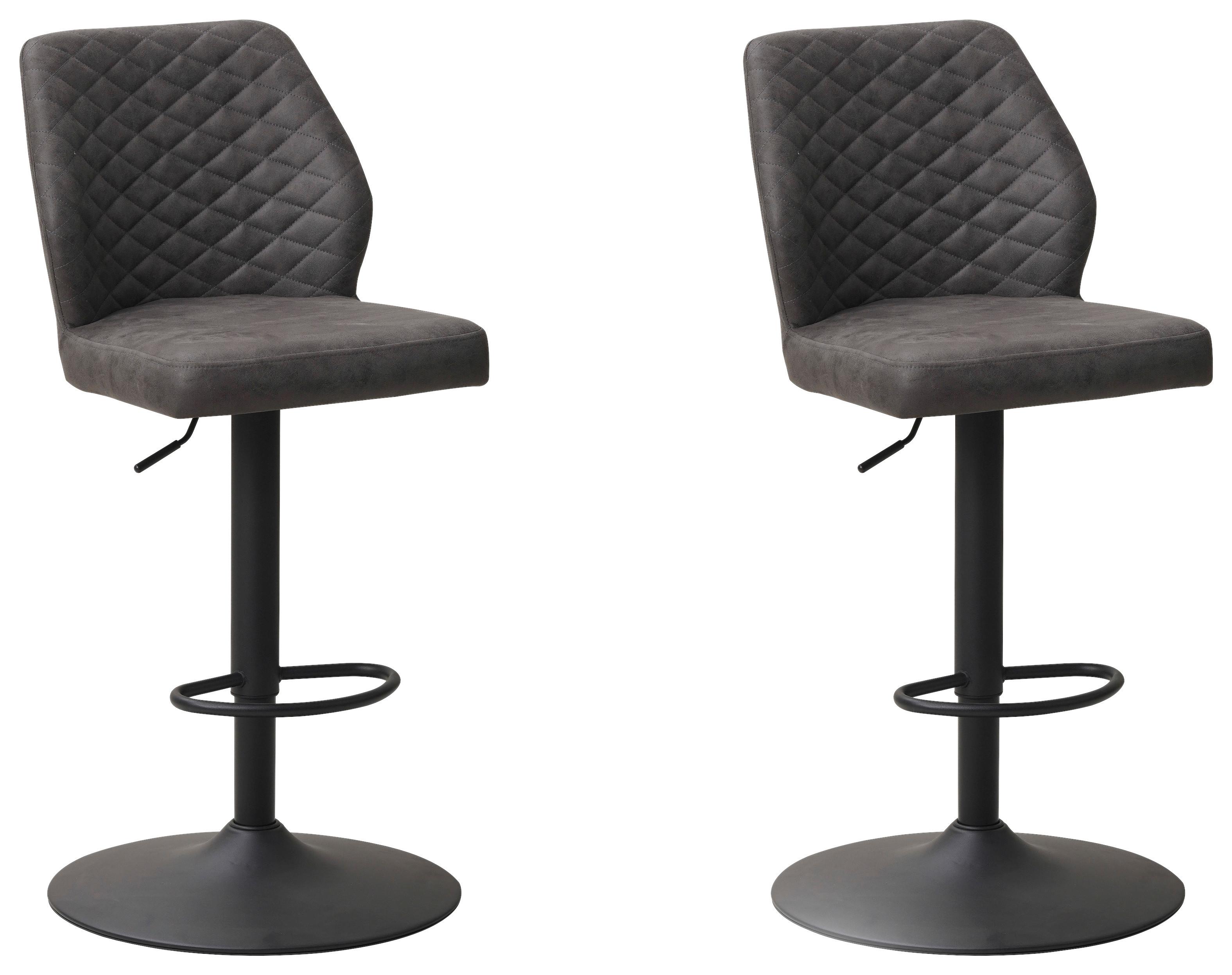 BARHOCKER-SET GRAYSON - Anthrazit/Schwarz, KONVENTIONELL, Textil/Metall (42/114/52cm) - MID.YOU