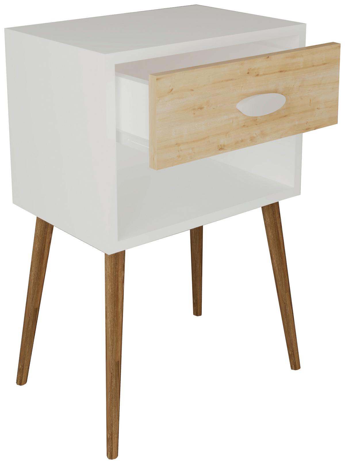 Nachkästchen Weiß/Honigeiche H: 70 cm Singol XL - Honigeiche/Weiß, MODERN, Holzwerkstoff (45/70/30cm) - MID.YOU