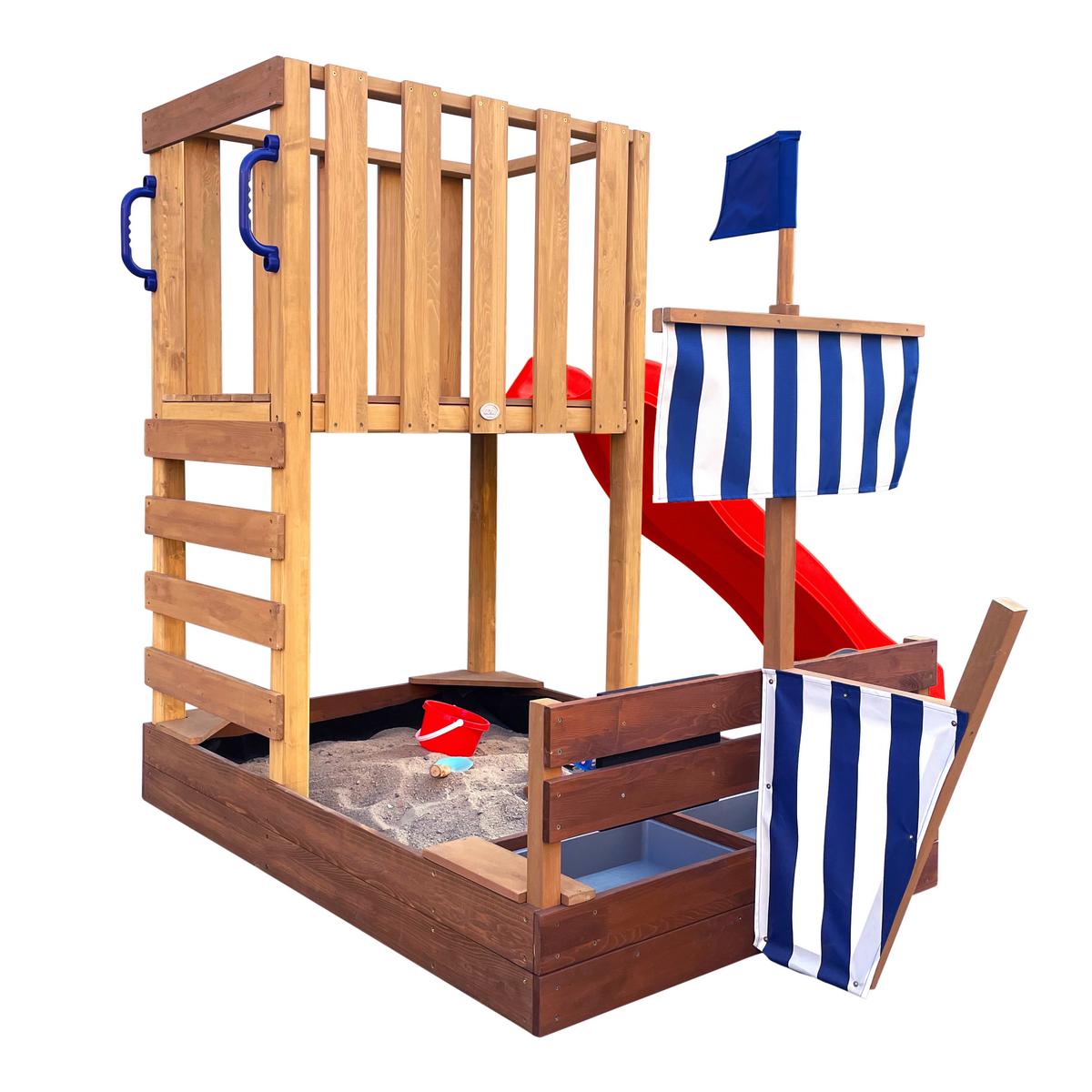 Spielturm Vicky mit Rutsche Rot - Rot/Braun, Basics, Holz/Kunststoff (180,5/87/150cm) - Ambia Garden