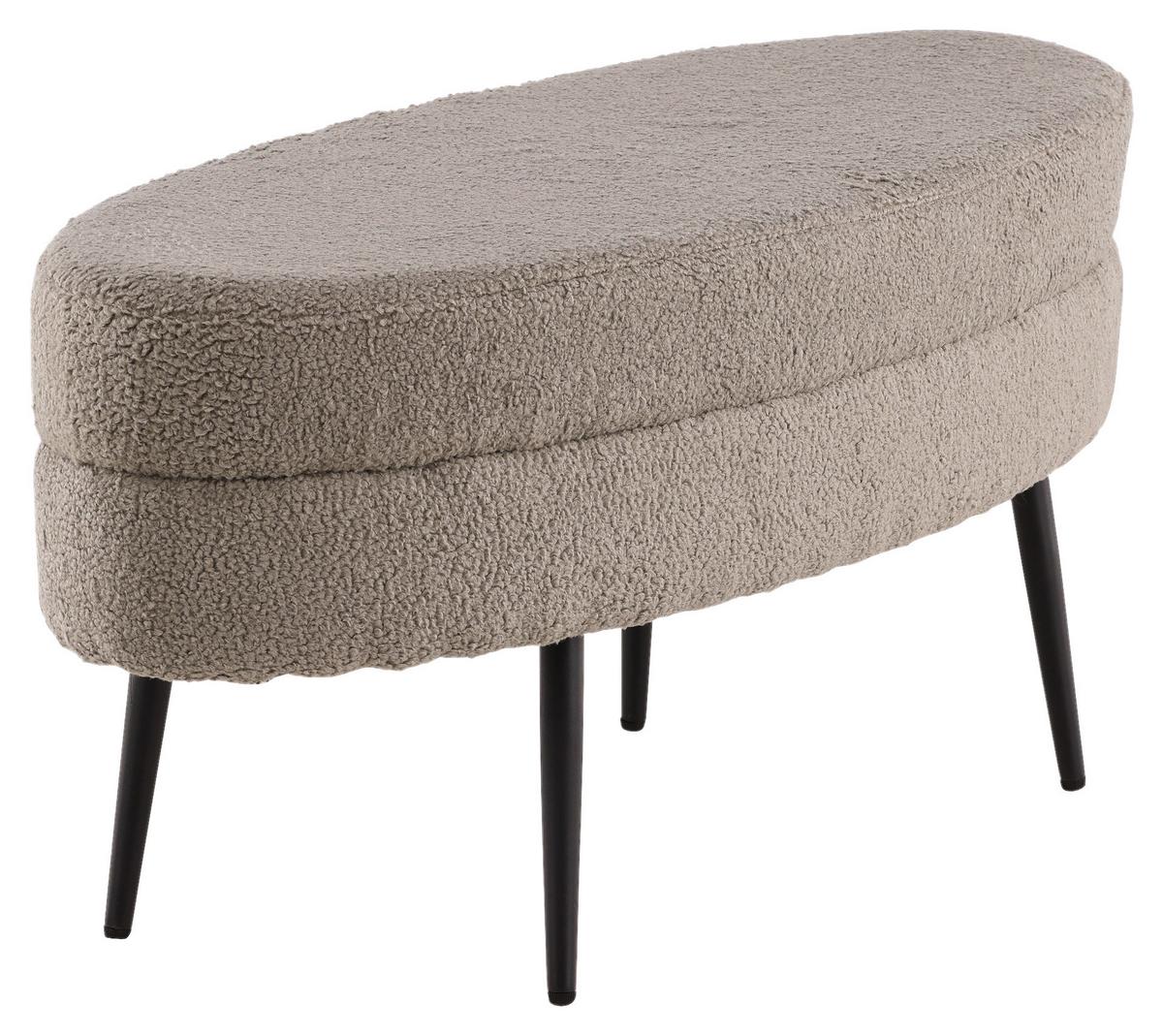 Hockerbank Otto - Greige/Schwarz, Design, Textil/Metall (100/41/40cm) - Livetastic
