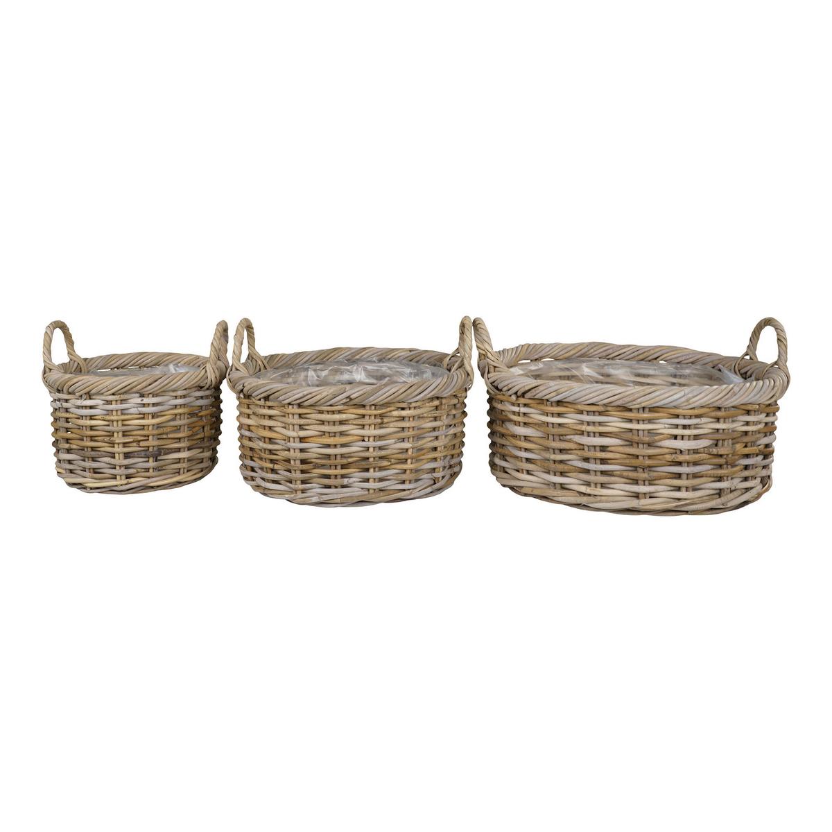 Korbset Kuta Hellbraun B: 50 Cm - Hellbraun/Klar, Basics, Holz/Kunststoff (50/28/50cm)
