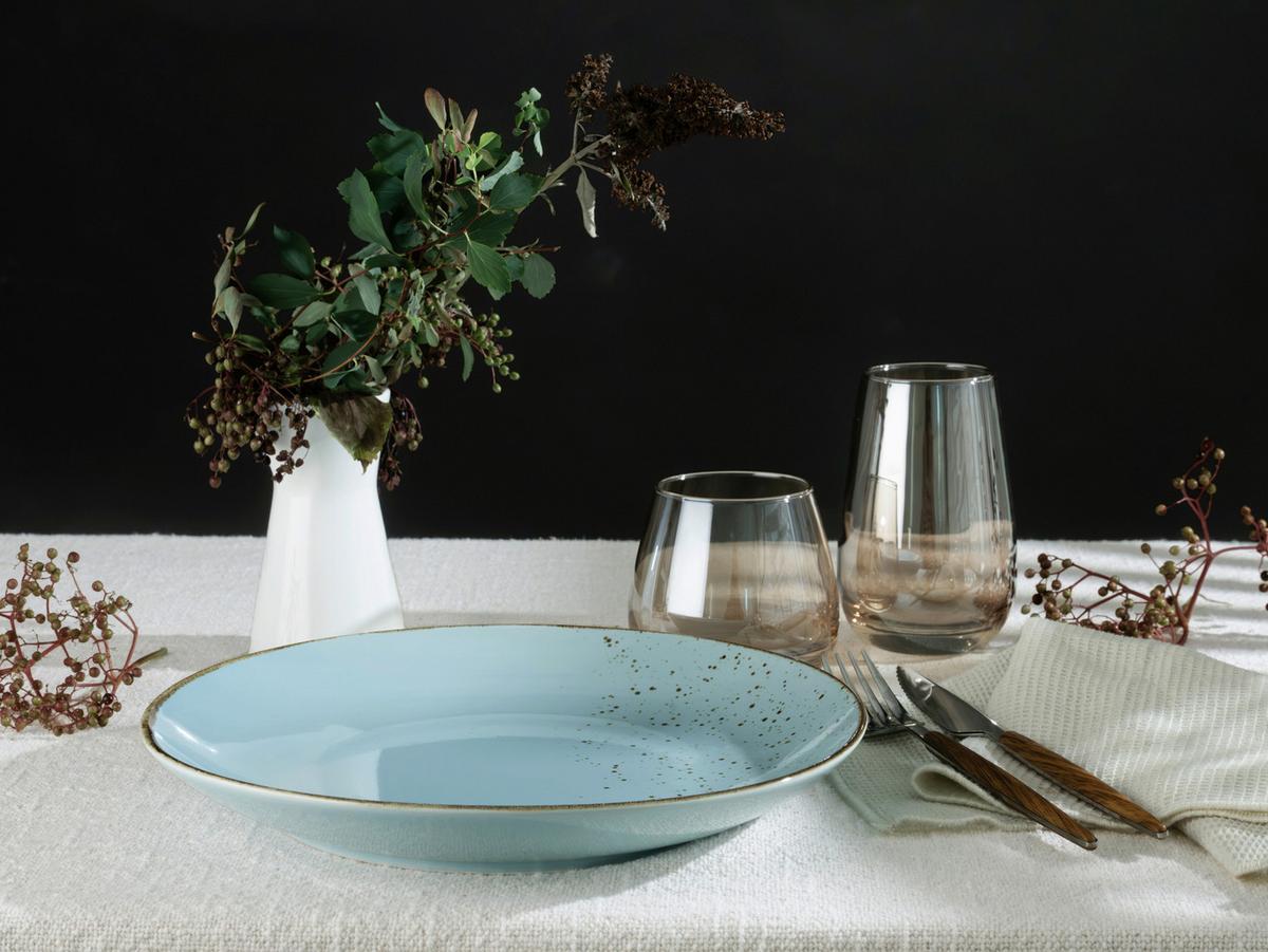 Sada mělkých talírů NATURE COLLECTION, 6-dílná - pastelově modrá, Trend, keramika (27cm) - Creatable