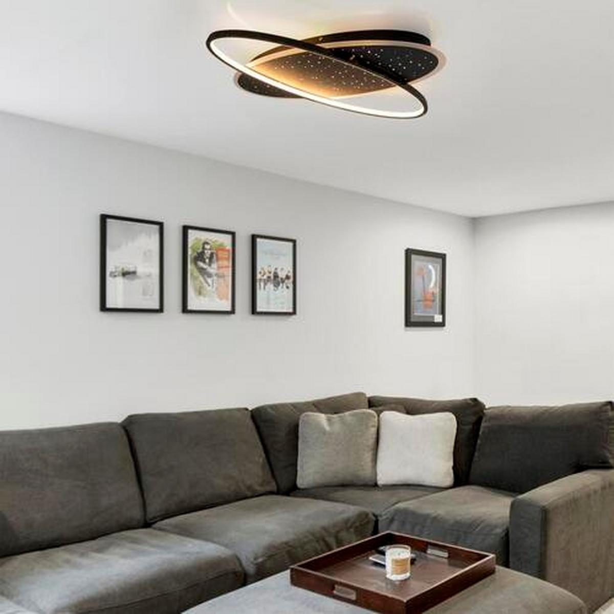 LED-Deckenleuchte Stelaris L: 60 cm - Goldfarben/Schwarz, Design, Kunststoff/Metall (60/6,5/47cm) - Näve