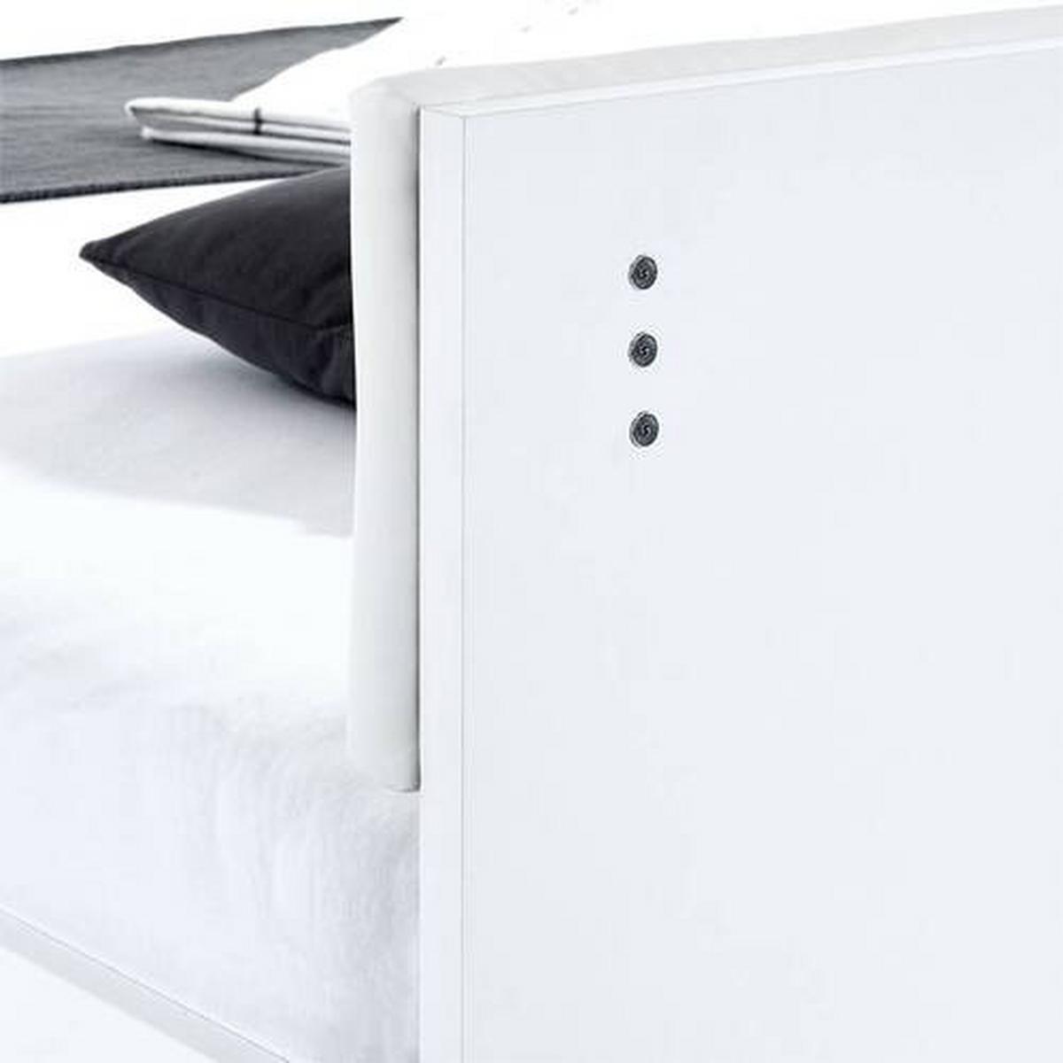 Futonbett 180x200 Cm Lucca Weiß Hochglanz/grau - Weiß/Grau, MODERN, Leder/Holzwerkstoff (180/200cm)