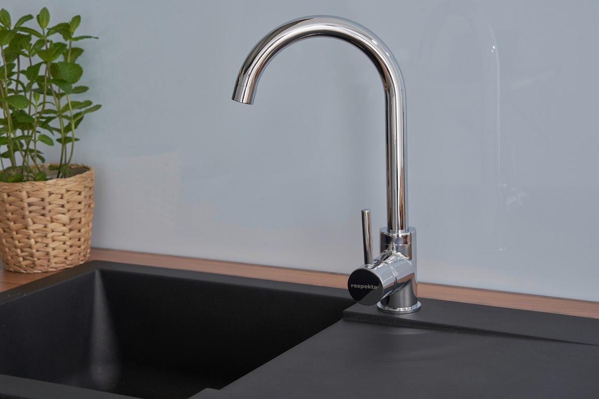 Spüle Respekta Denver Kunststein 78x43,5 Cm - Schwarz, Trend, Glas/Kunststoff (78/17/43,5cm) - Respekta