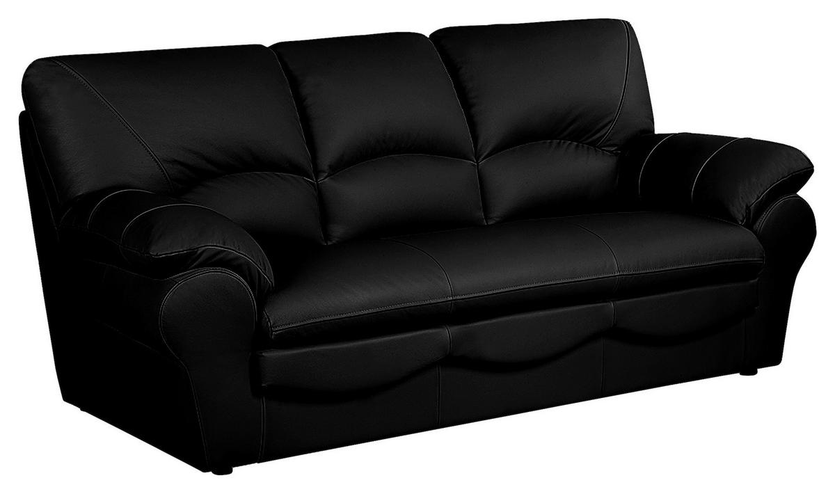 Schlafsofa Oslo Schwarz B: 205 cm - Schwarz, Design, Leder (205/92/85cm) - Livetastic