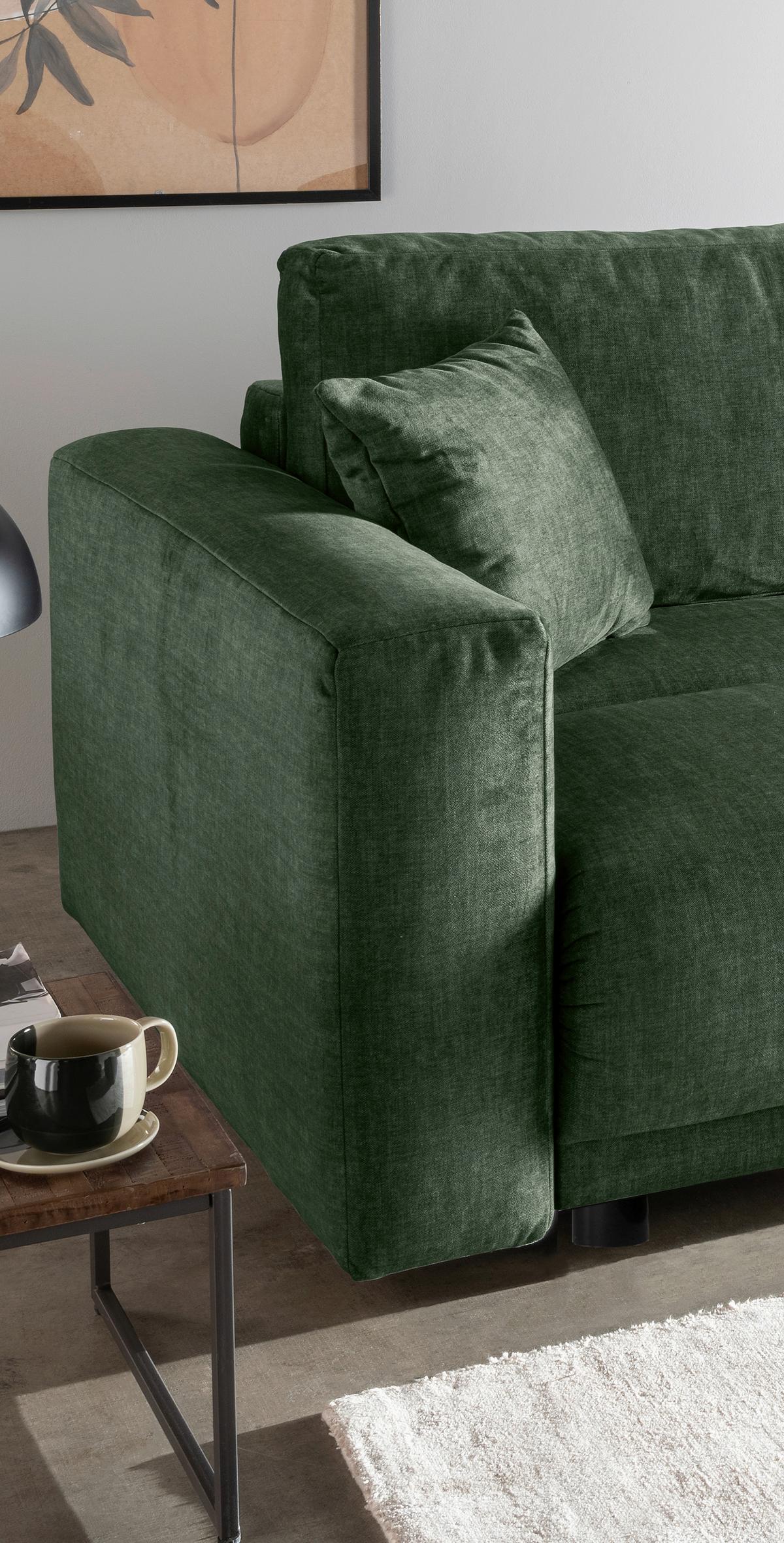 Schlafsofa Longo, Dunkelgrün B: 245 Cm - Dunkelgrün/Schwarz, MODERN, Textil (245/86/126cm) - Livetastic