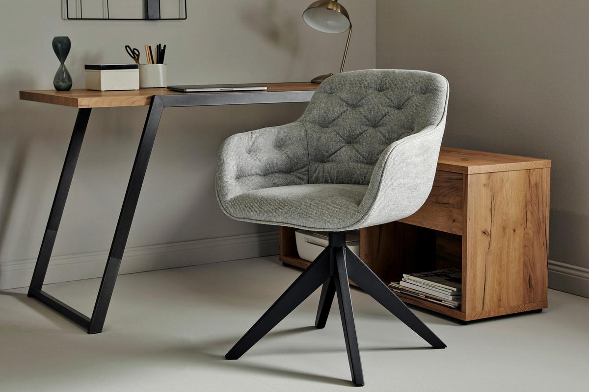 Armlehnstuhl Kensington Hellgrau/schwarz B: 57,5 Cm - Hellgrau/Schwarz, MODERN, Kunststoff/Textil (57,5/59,5/80,5cm) - Livetastic