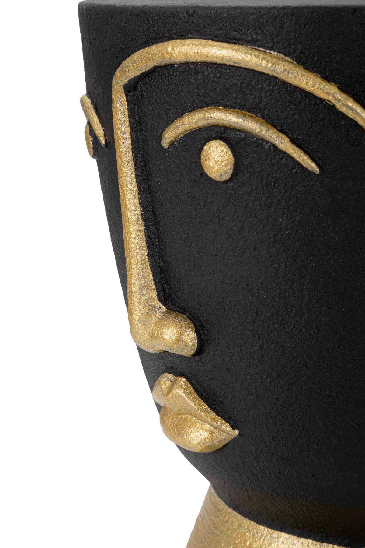 Vase Tribal B Schwarz, Goldfarben B: 25 Cm - Goldfarben/Schwarz, Basics, Kunststoff (25/25/25cm)