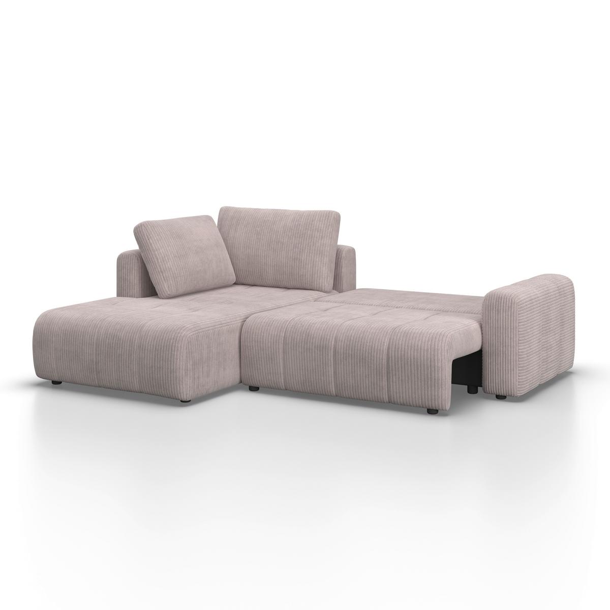 Sedací souprava GIA, levá světle šedá - černá/světle šedá, Moderní, dřevo/textil (261/94/197cm) - Bessagi Home