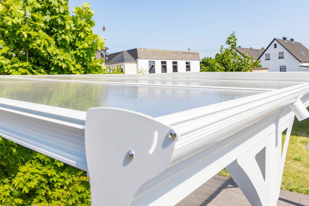 Přístřešek na auto CARPORT 15m2 - bílá, Basics, kov/plast (305/232/503cm)