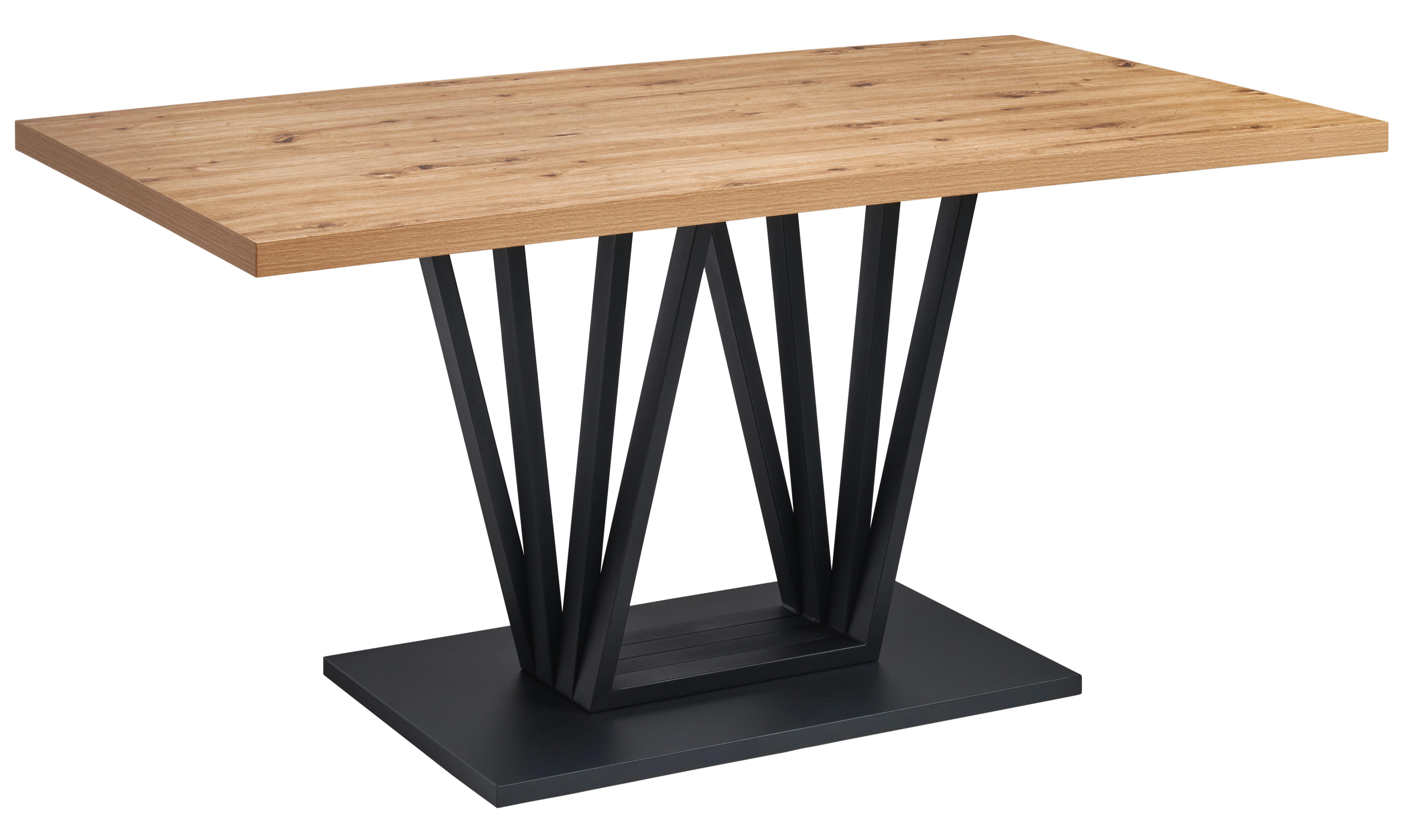 Esstisch Brad 160 cm Schwarz/Eiche Artisan - Schwarz/Eiche Artisan, KONVENTIONELL, Holzwerkstoff/Metall (160/75/90cm) - MID.YOU
