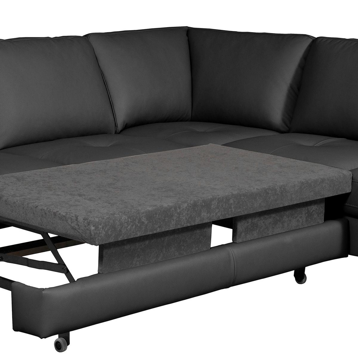 Ecksofa Fargo Schwarz B: 234x190 Cm - Buchefarben/Schwarz, Design, Leder/Textil (234/190cm) - Livetastic