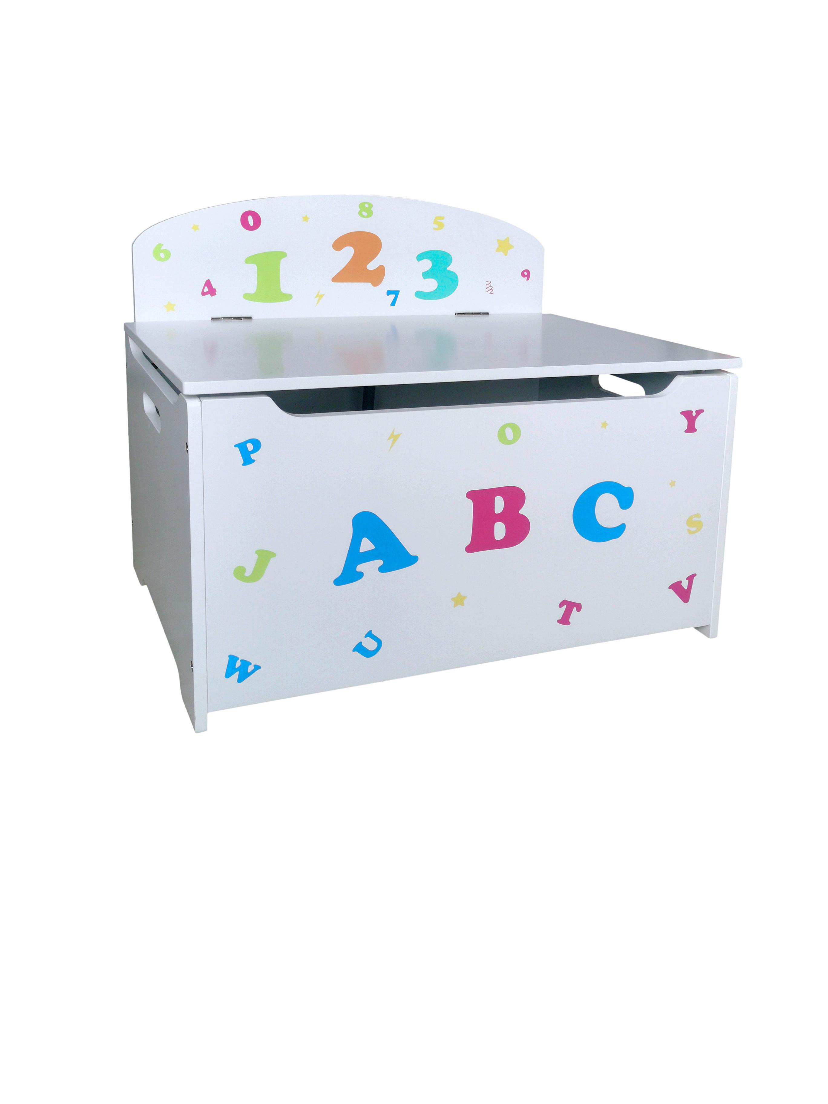 Truhenbank Kinder-Truhenbank, Abc - Weiß, MODERN, Holzwerkstoff (35,5/53/60cm)
