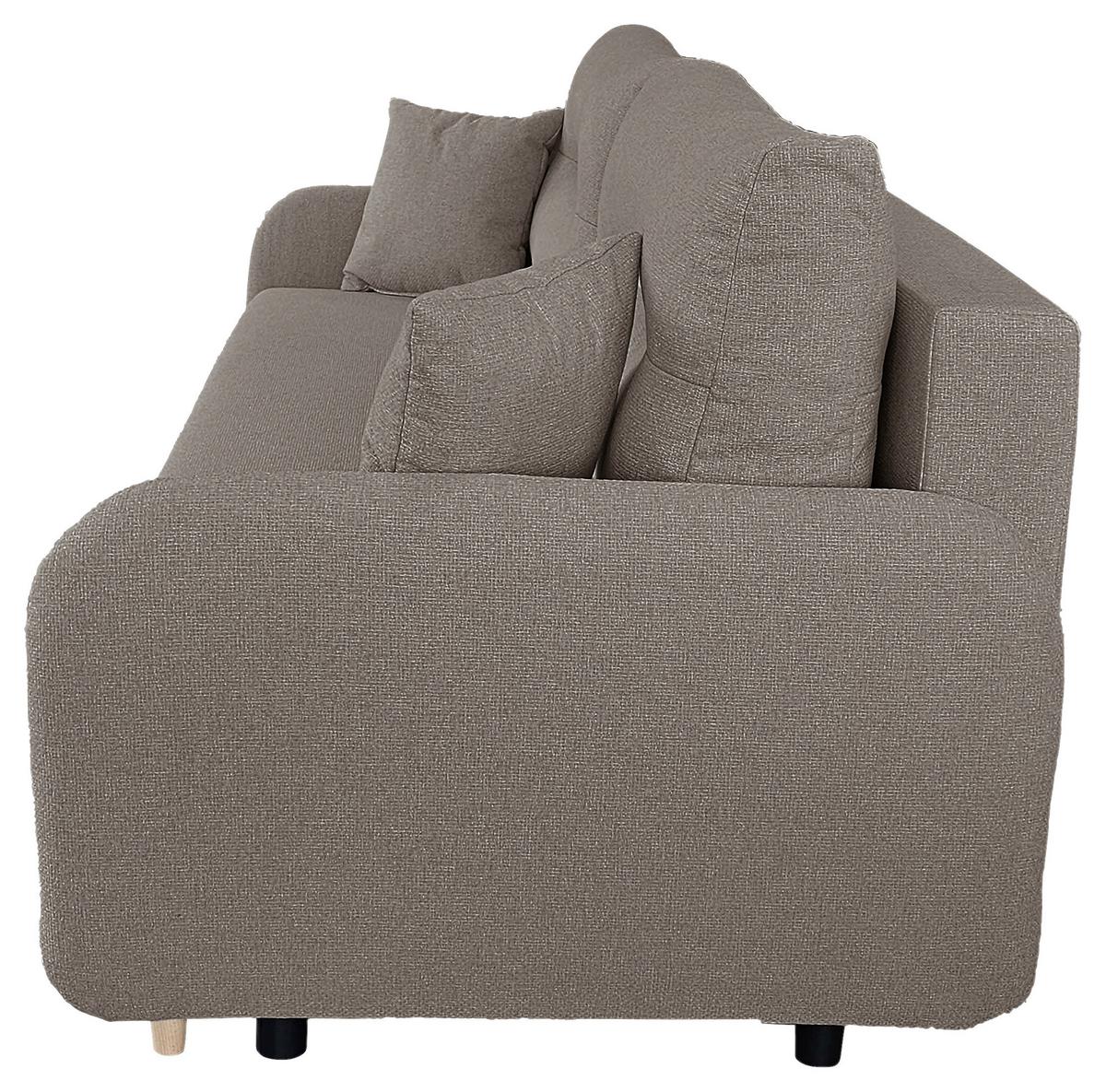 Schlafsofa Mit Bettkasten Vero Taupe B: 206 Cm - Taupe/Schwarz, Design, Textil (206/88/93cm) - MID.YOU