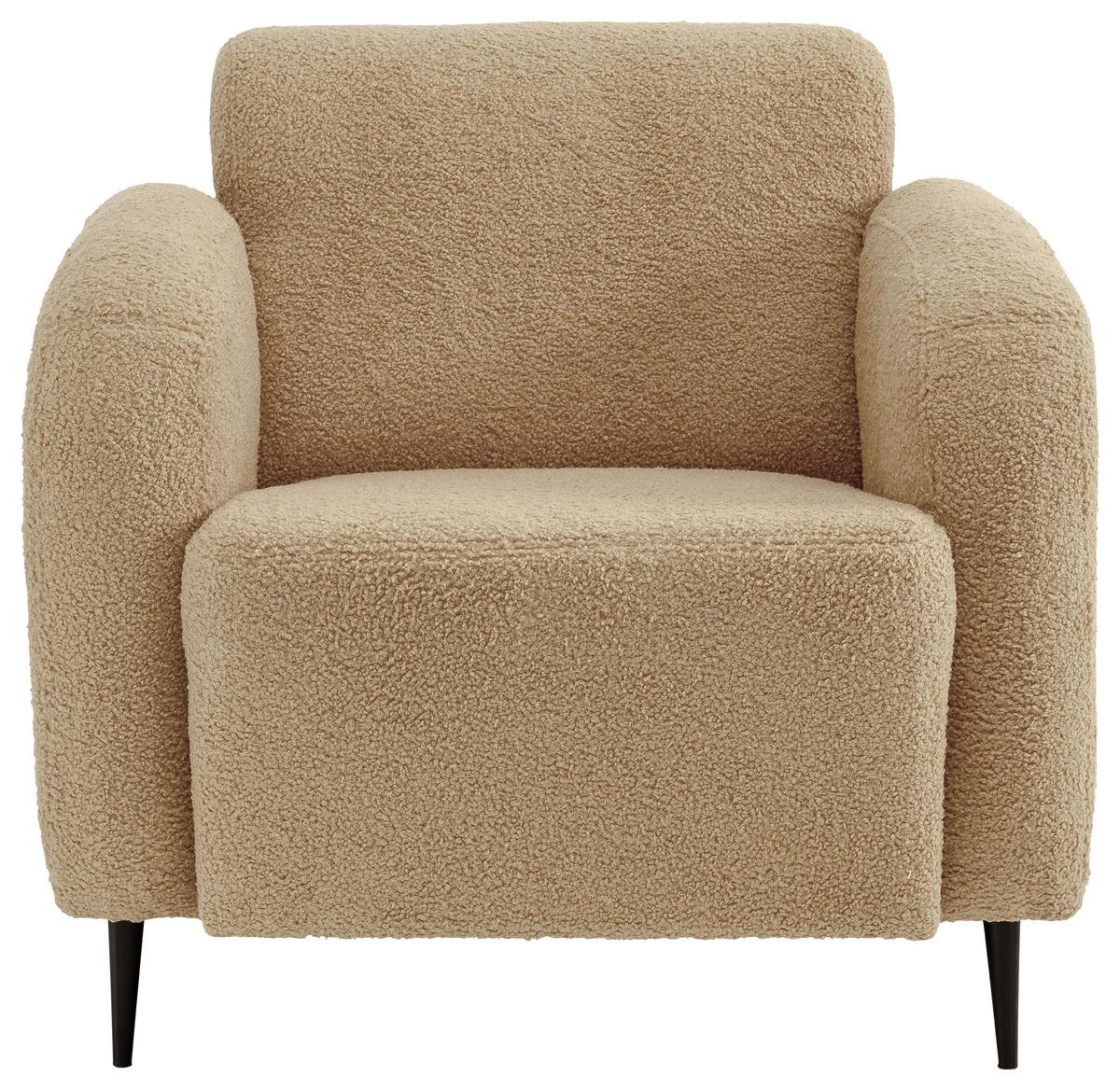 Polstersessel Mit Armlehnen Marone Creme Teddystoff - Creme/Schwarz, MODERN, Textil (85/76/90cm) - Livetastic