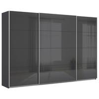 Schwebetürenschrank B: 315cm Feldkirch Grau - Anthrazit/Anthrazit Hochglanz, MODERN, Glas/Holzwerkstoff (315/210/62cm)