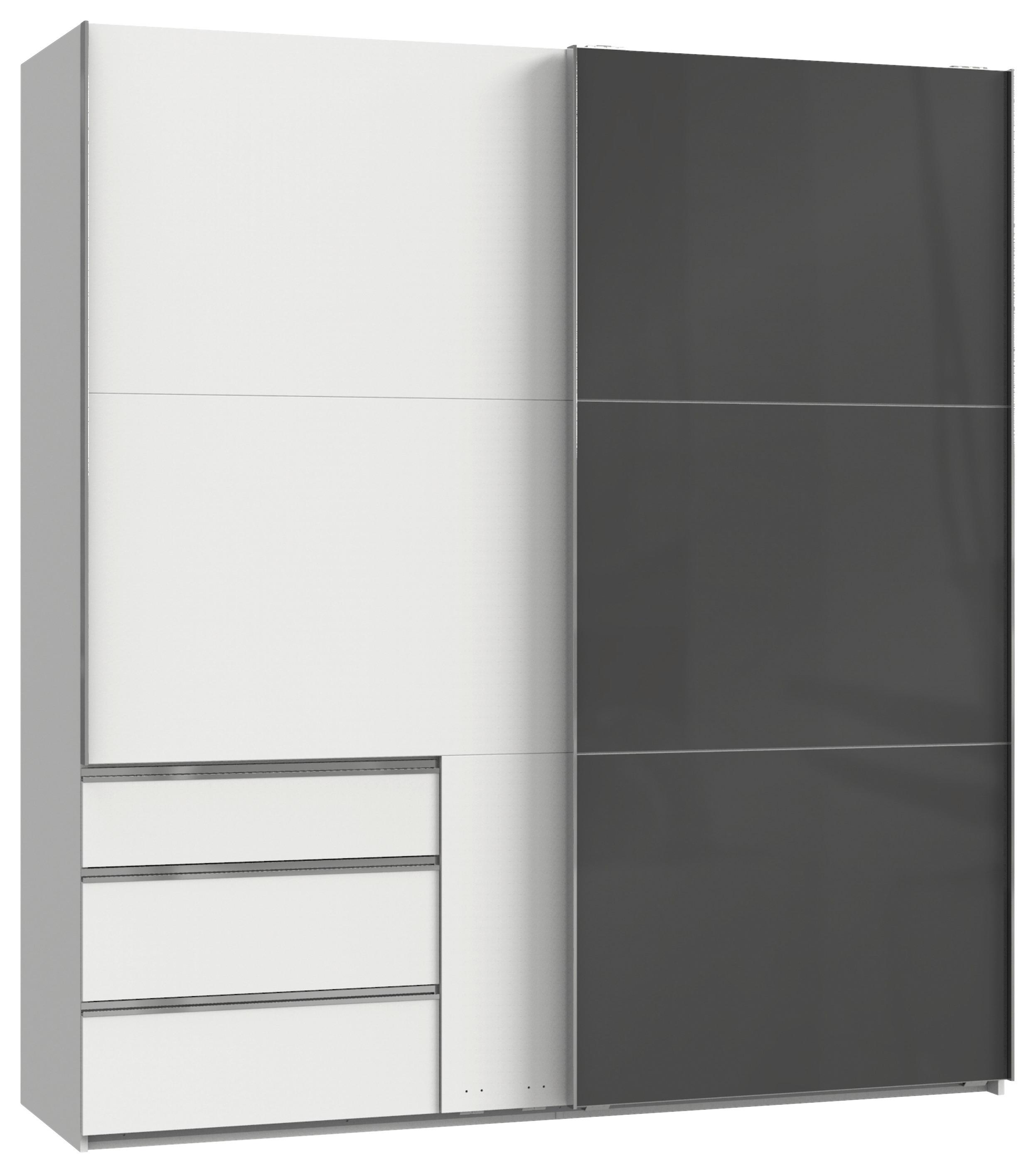 Schwebetürenschrank Mit Laden B: 200 Cm Level Grau/weiß - Weiß/Grau, MODERN, Holzwerkstoff (200/216/65cm) - MID.YOU