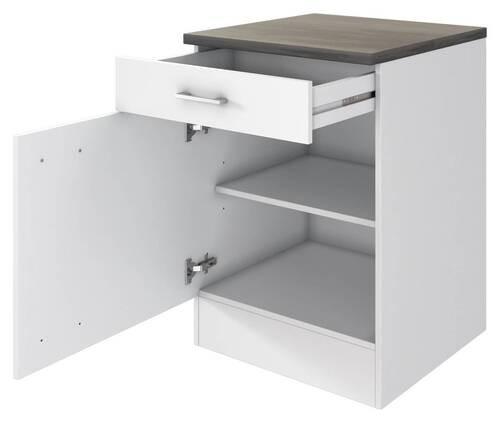 Küchenunterschrank Lucca Weiß B: 60 Cm - Graubraun/Weiß, KONVENTIONELL, Holzwerkstoff (60/85/60cm) - FlexWell