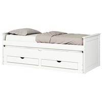 Ausziehbett Kiefer massiv mit Bettkasten 90x200 Sandero Weiß - Weiß, ROMANTIK / LANDHAUS, Holz/Holzwerkstoff (208/73/99,5cm) - MID.YOU