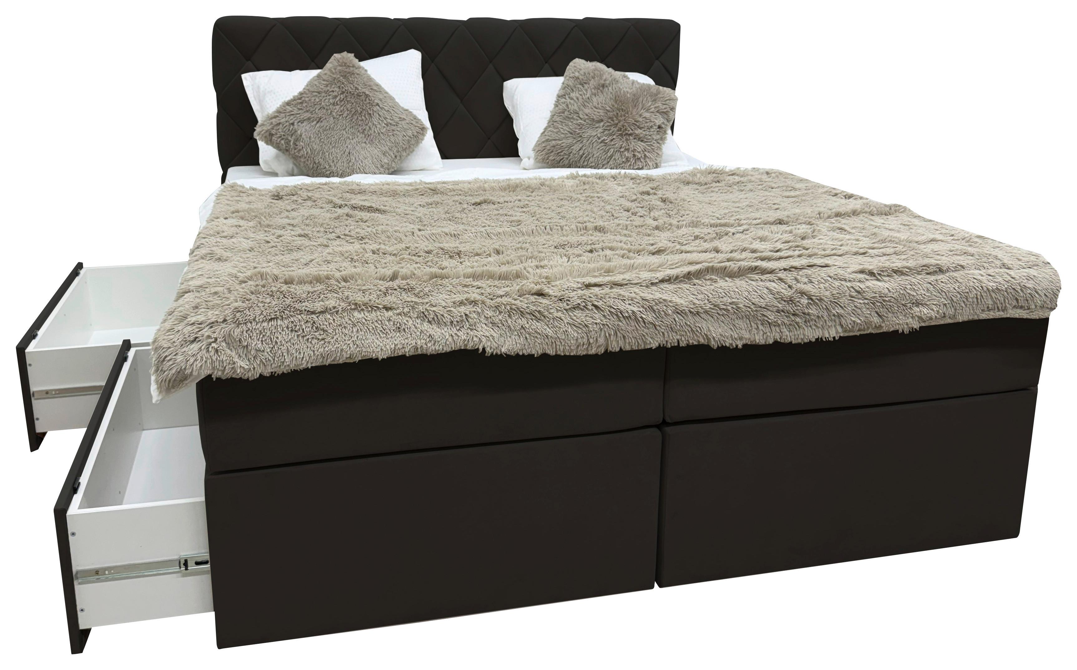 Boxbett Capri Schwarz, Lf: 140x200 cm - Schwarz, MODERN, Textil (140/200cm) - Livetastic