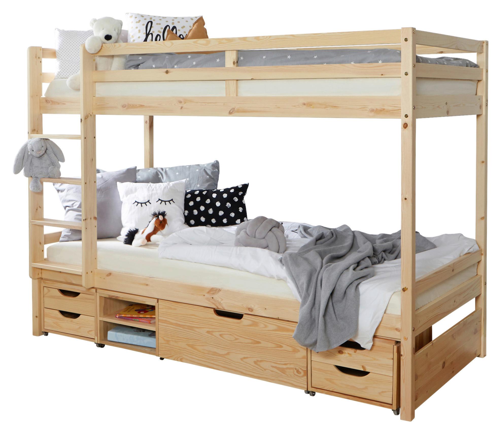 Etagenbett Finn - Weiß/Naturfarben, MODERN, Holz (90/200cm) - MID.YOU