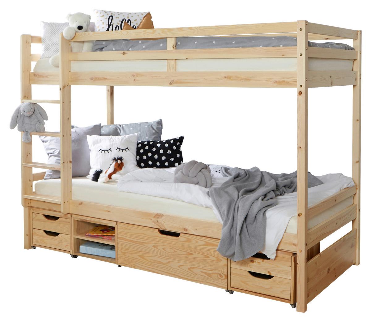 Etagenbett Finn - Weiß/Naturfarben, MODERN, Holz (90/200cm) - MID.YOU