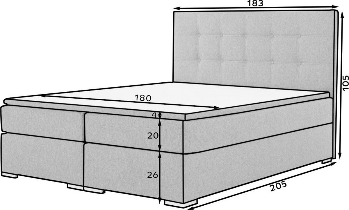 Boxbett Inez Grau Lf: 180x200 cm - Silberfarben/Grau, MODERN, Textil (180/200cm) - MID.YOU