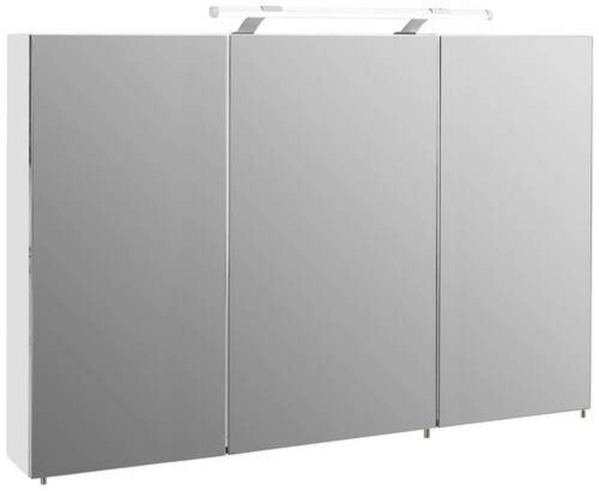 Spiegelschrank Dorina 1200 Mit Led 3-Türig B: 120 Cm - Weiß Hochglanz/Weiß, MODERN, Glas/Holzwerkstoff (120/75,7/16cm) - MID.YOU