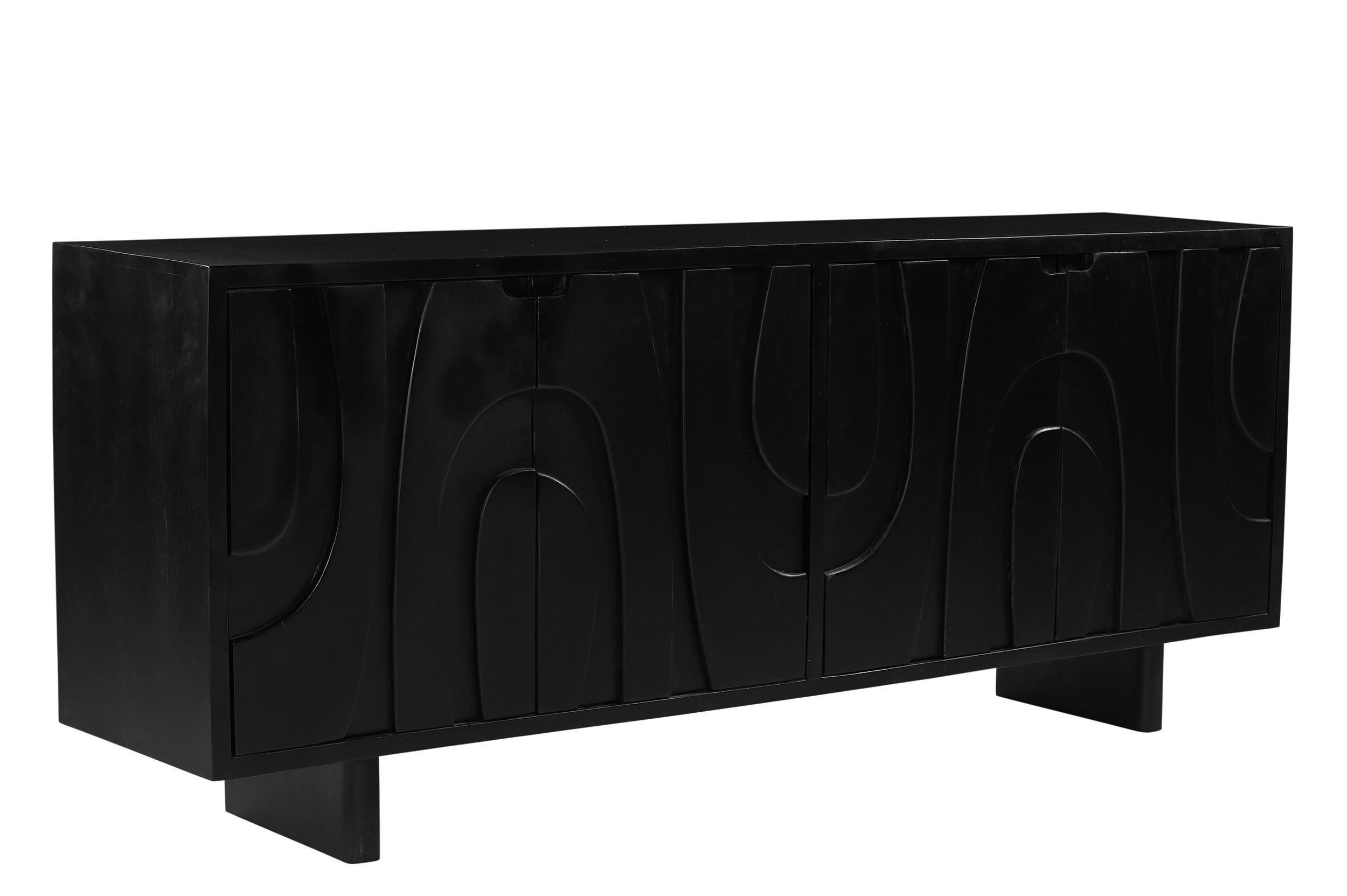 Sideboard Mangoholz schwarz B: 180cm - Schwarz, Design, Holz (180/76/43cm) - MID.YOU