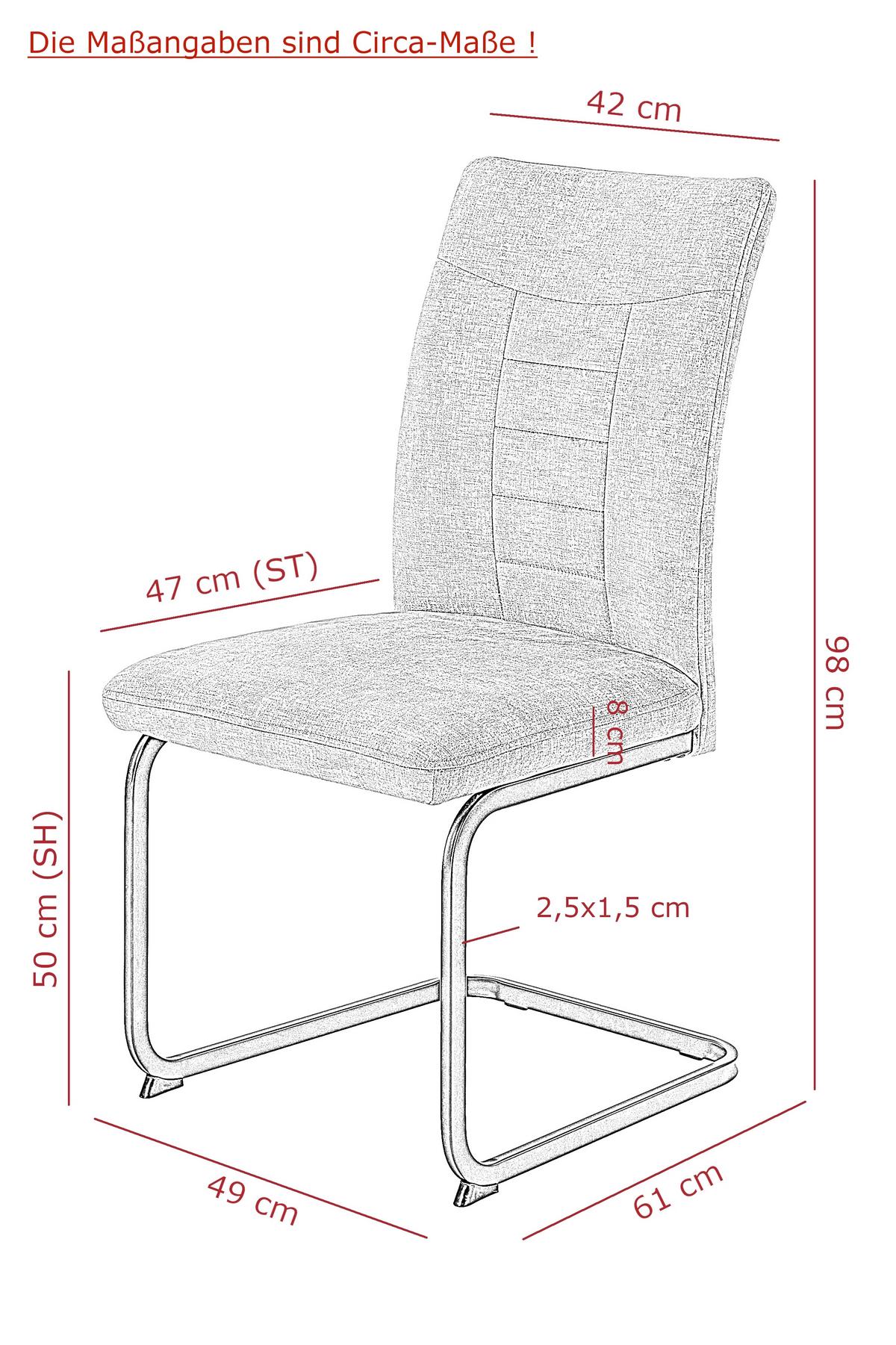 Schwingstuhl-Set Gela S 4er-Set - Silberfarben/Schwarz, MODERN, Textil/Metall (49/98/61cm) - MID.YOU