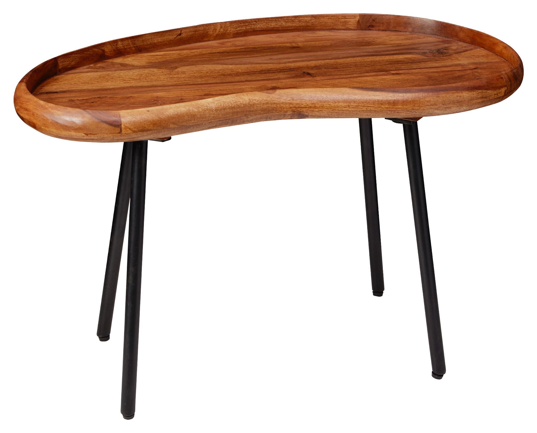 Couchtisch Holz massiv/Metall Sheesham/Schwarz - Sheeshamfarben/Schwarz, Design, Holz/Metall (71/40/42cm) - MID.YOU