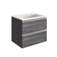 Waschbecken mit Unterschrank Arezzo B: 60cm, Eiche Dekor - Graphitfarben/Weiß, Basics, Holzwerkstoff/Stein (60cm) - Held