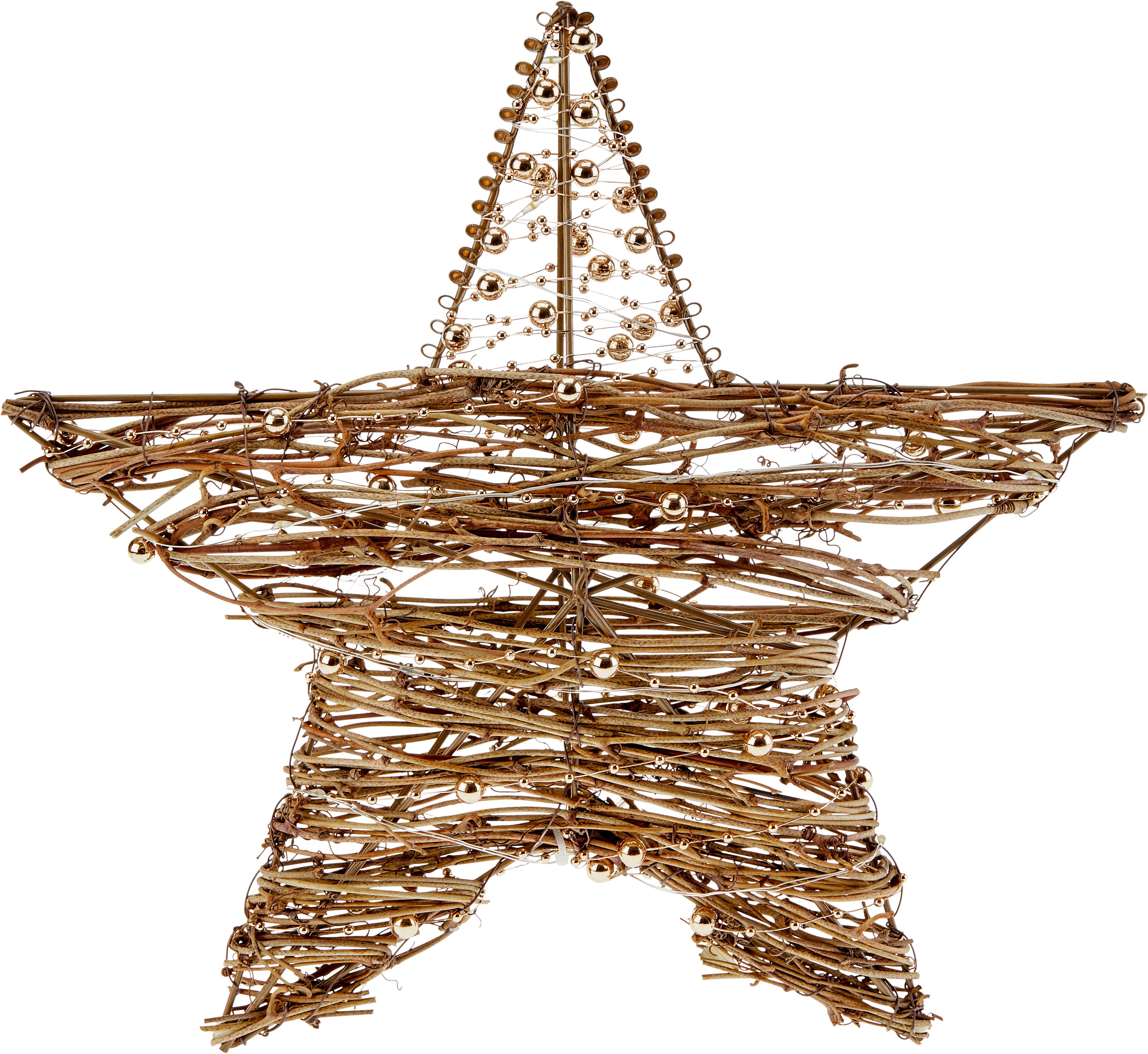 Dekostern Rena - Goldfarben/Naturfarben, KONVENTIONELL, Holz/Metall (30/7/30cm) - Ondega