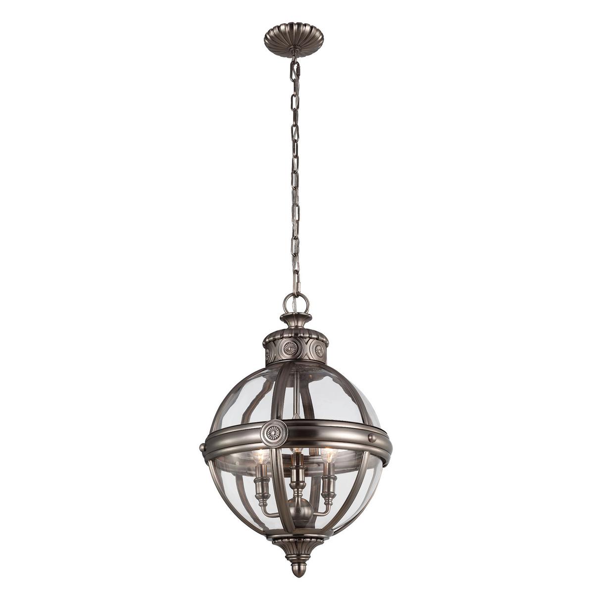 Hängeleuchte Adams H: 71.1 Cm 3-Flammig, Nickelfarben - Nickelfarben, KONVENTIONELL, Glas/Metall (37.1/71.1cm) - Elstead Lighting