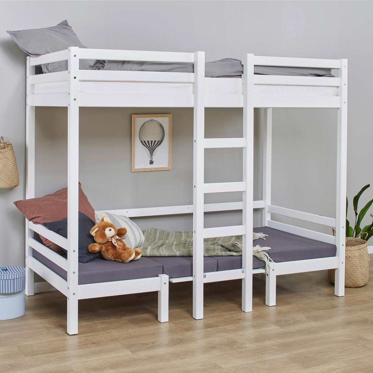 Etagenbett Eco Dream Jumbo Weiß, Lf: Ca. 90x200 Cm - Weiß, MODERN, Holz (90/200cm) - MID.YOU