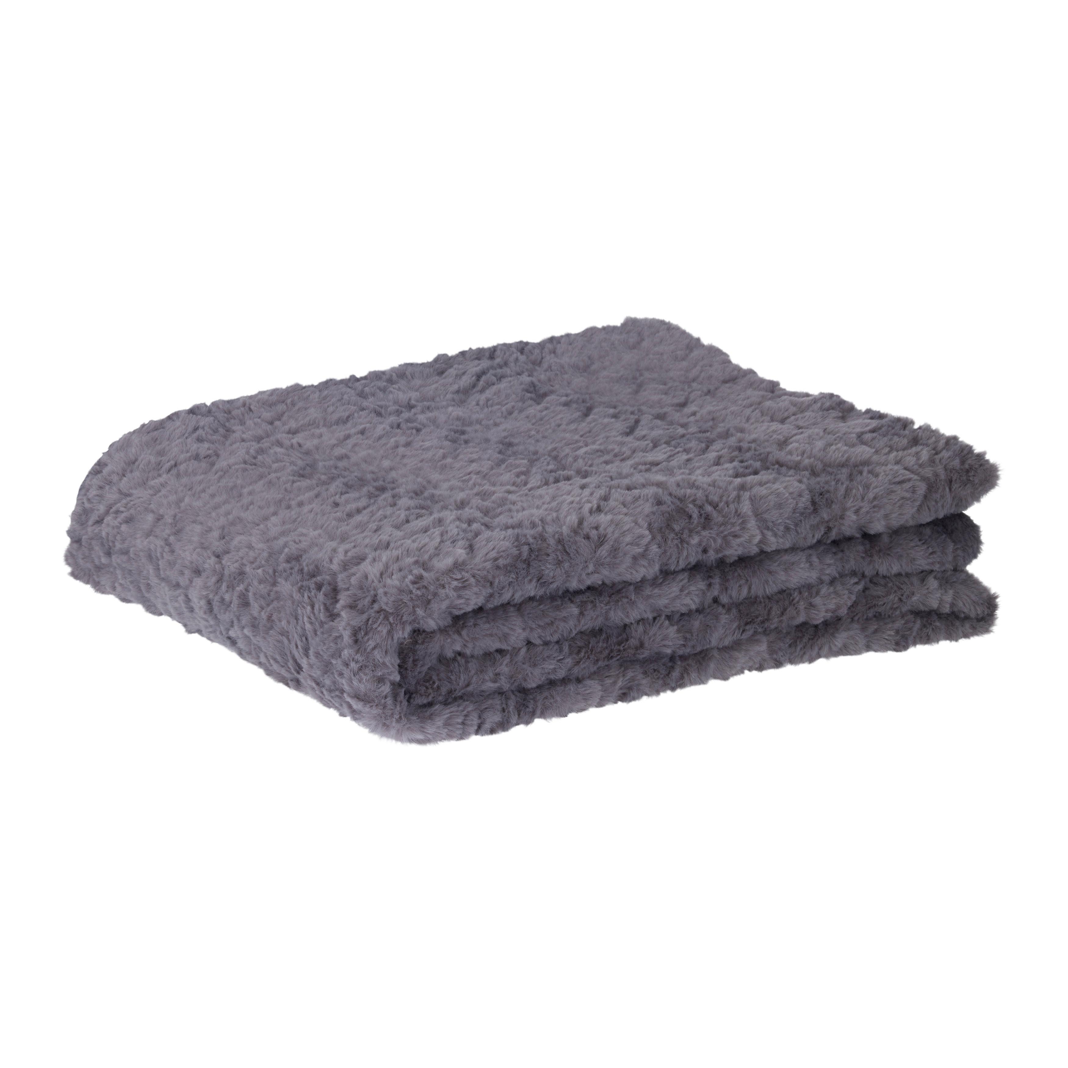 Kožešinová deka Rabbit brushed,130/170cm,šedá - šedá, textil (130/170cm) - Modern Living