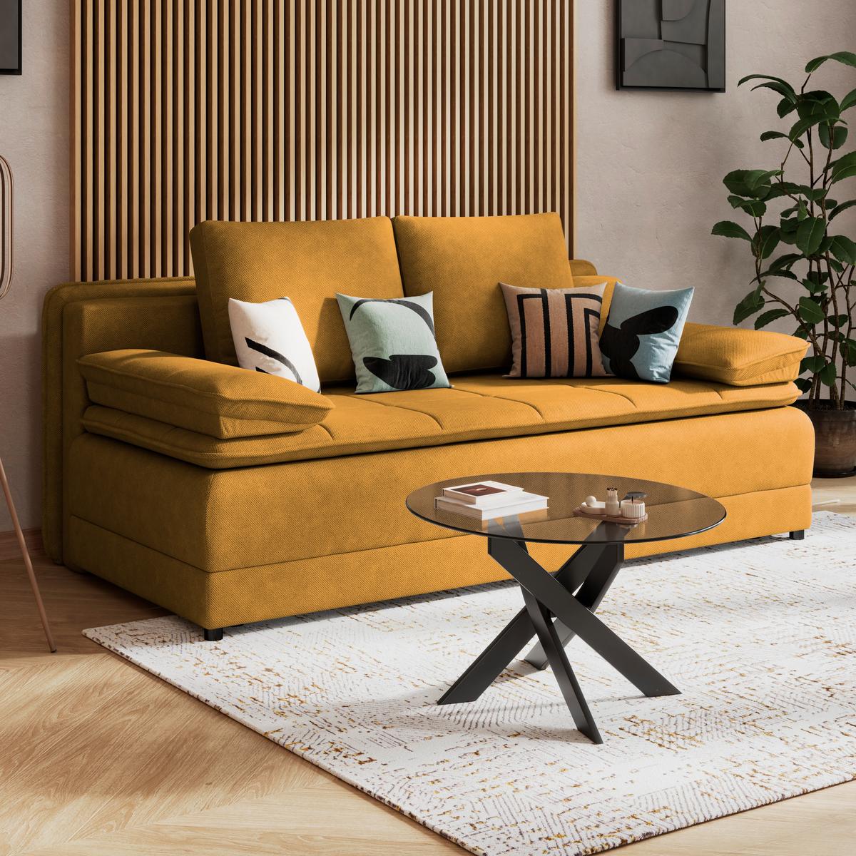 Kanapéágy Alice - sárga, Modern, textil (202/73-92/105cm) - Luca Bessoni