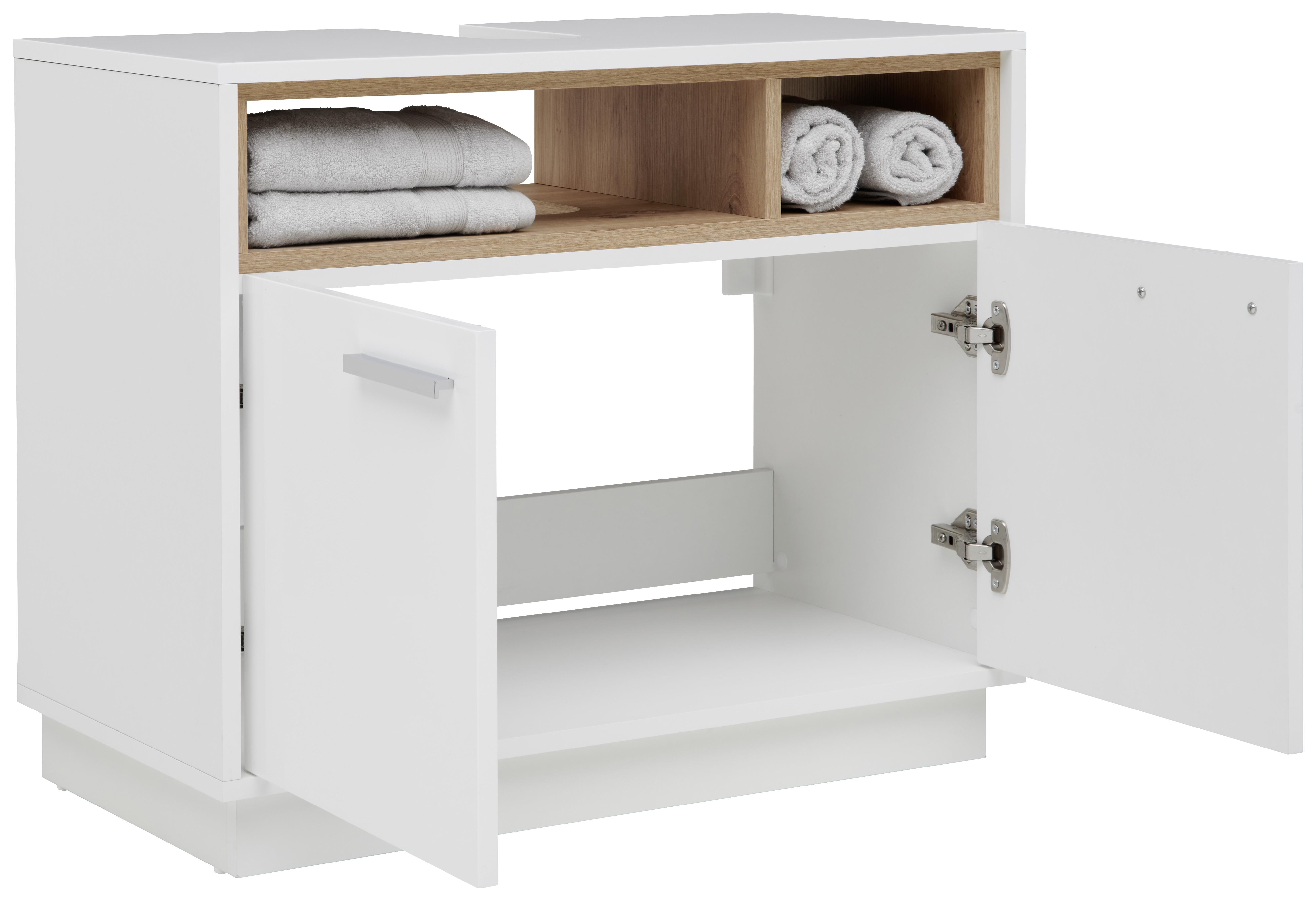 Waschbeckenunterschrank Mit Soft-Close Milano B 80cm, Weiß - Weiß, MODERN, Holzwerkstoff (80/64/40cm)