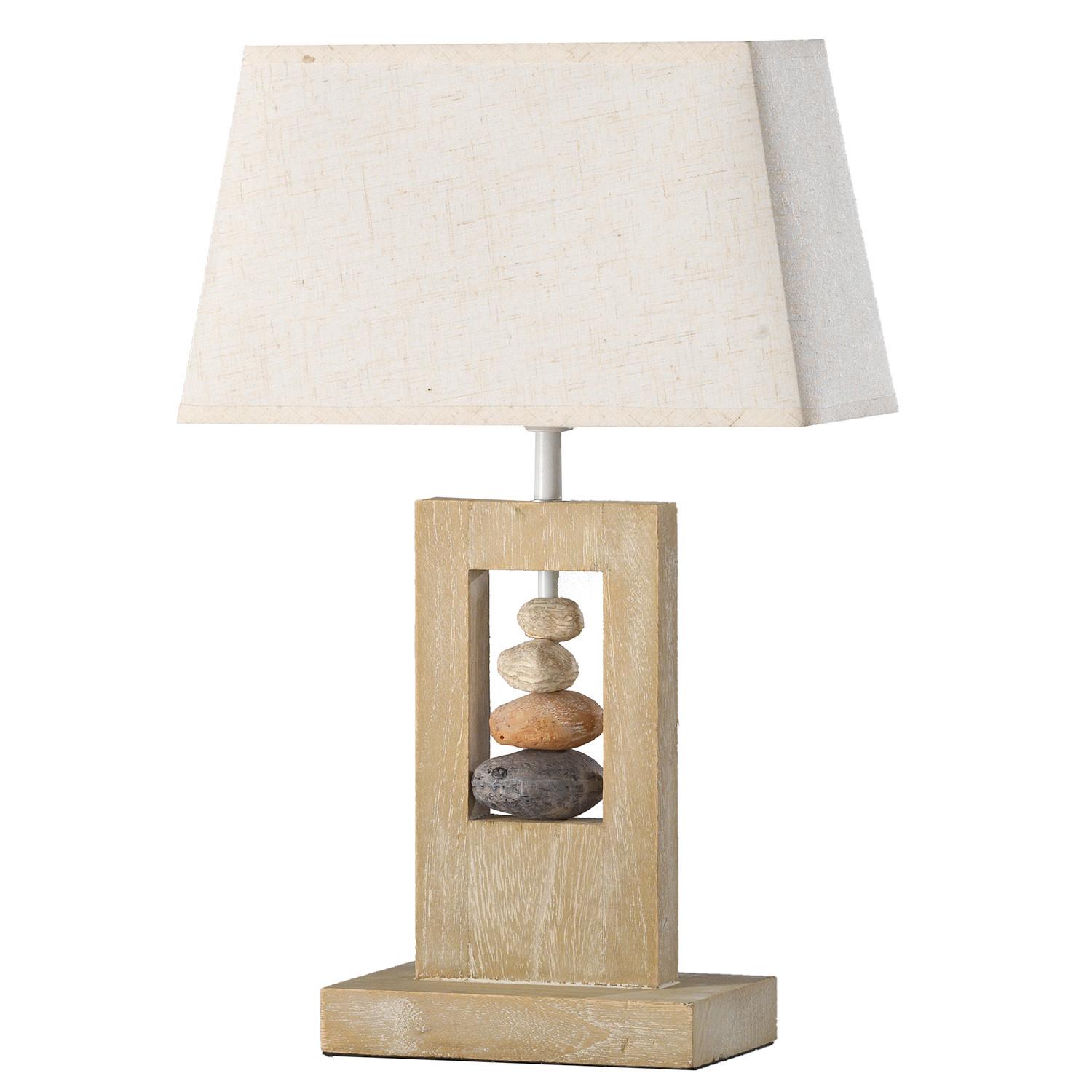 Tischleuchte 4849/L - Beige, Natur, Holz/Textil (30/13/46cm)