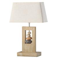 Tischleuchte 4849/L - Beige, Natur, Holz/Textil (30/13/46cm)