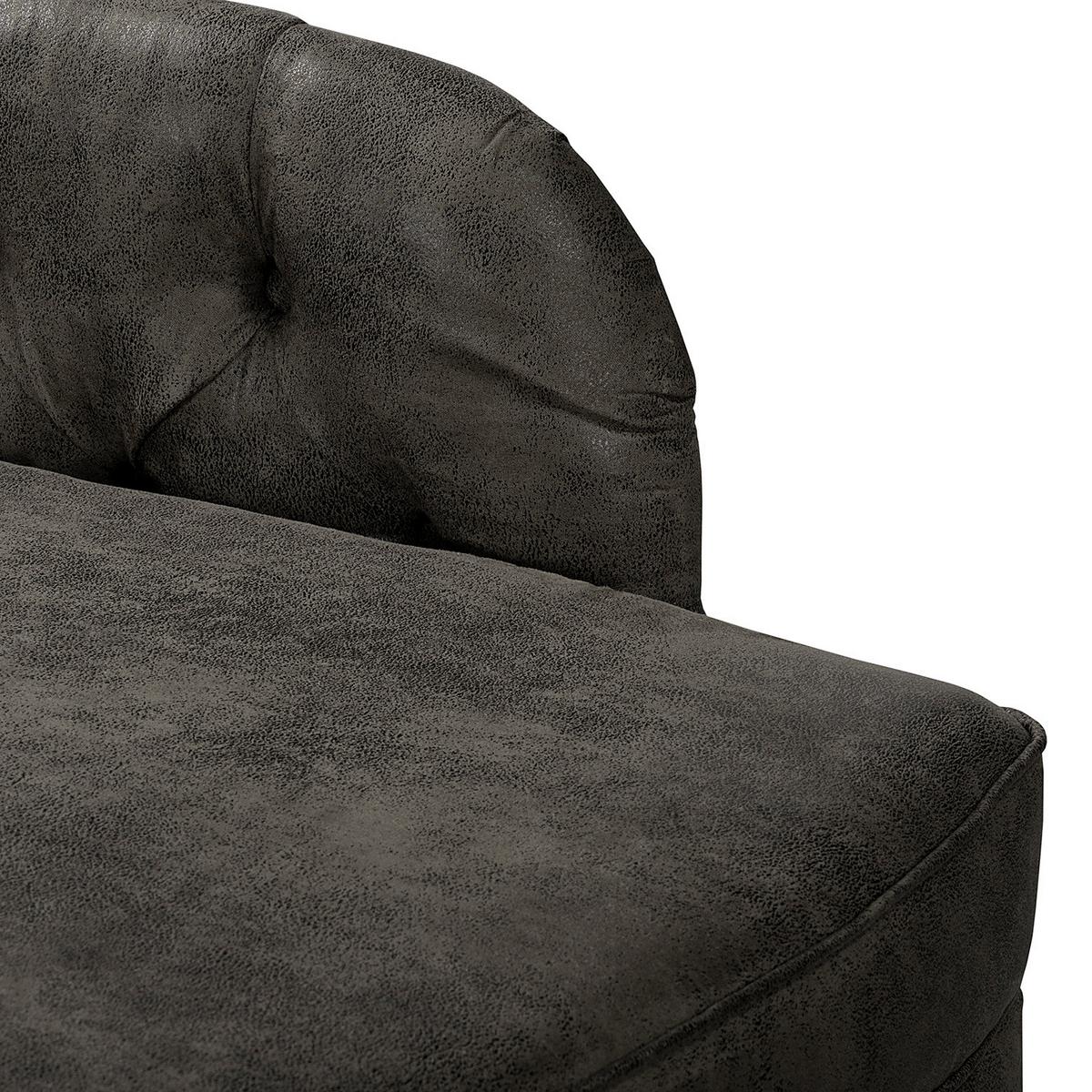 Récamiere Pako Anthrazit B: 185cm - Anthrazit/Braun, Design, Textil (185/93/75cm) - Livetastic