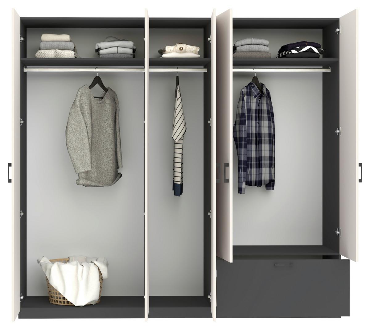 Drehtürenschrank Mit Schublade 225cm Mila Kaschmir/anthrazit - Kaschmir/Anthrazit, KONVENTIONELL, Holzwerkstoff (225/210/54cm)