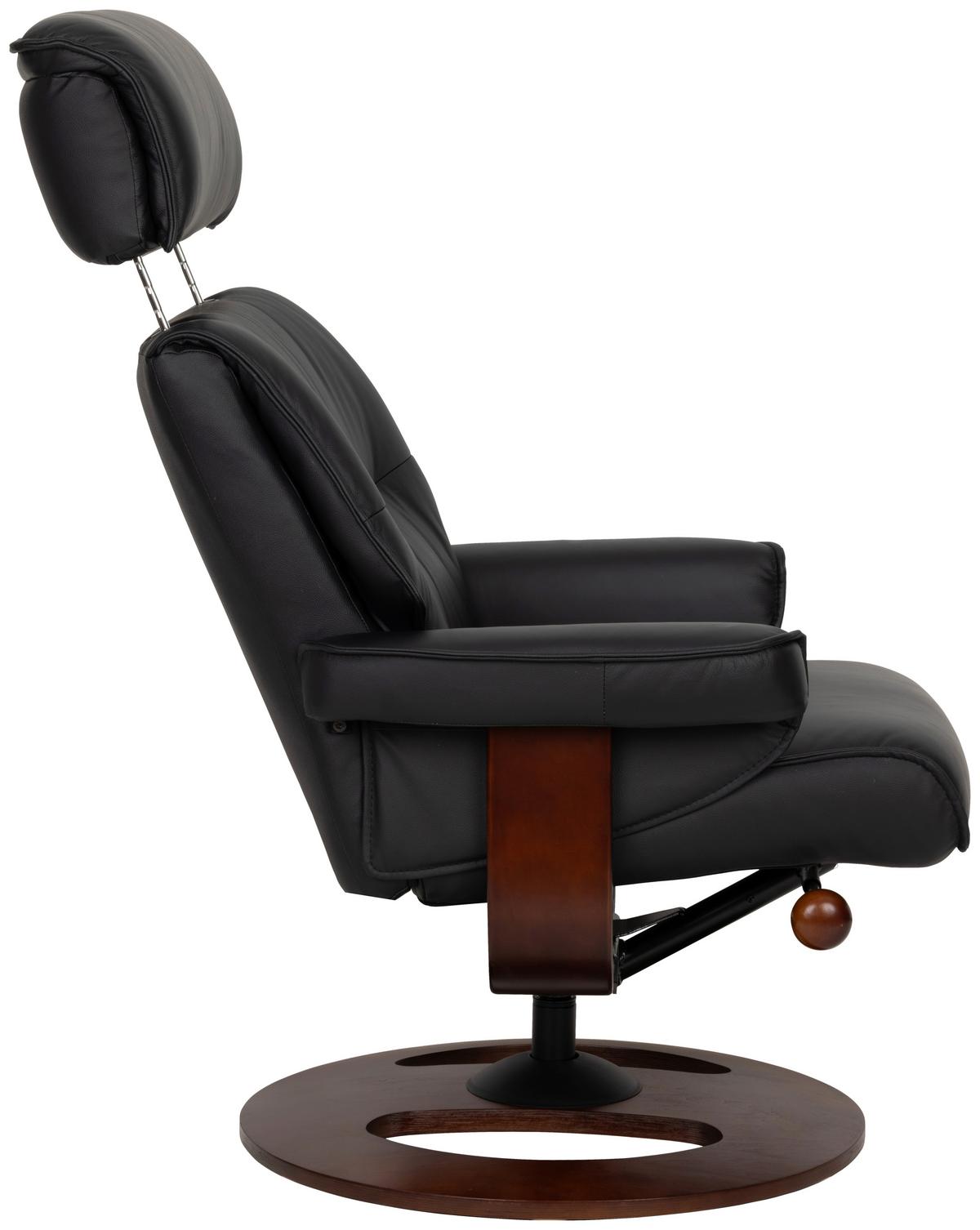 Relaxsessel Calm Schwarz B: 76 Cm - Walnussfarben/Schwarz, Basics, Leder/Holz (76/106/90cm) - Livetastic