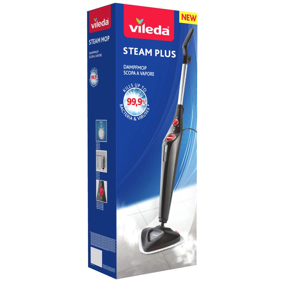 Gőztisztító Vileda Steam Plus - fekete/piros, műanyag (14.7/126/25.6cm) - Vileda