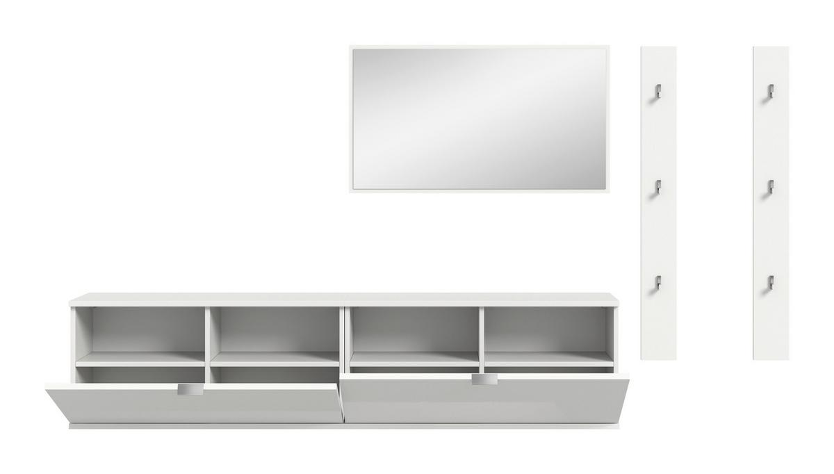 Garderobe Projekt X Weiß B: 237 Cm - Weiß Hochglanz/Weiß, Design, Holzwerkstoff (237/193/32cm) - Livetastic